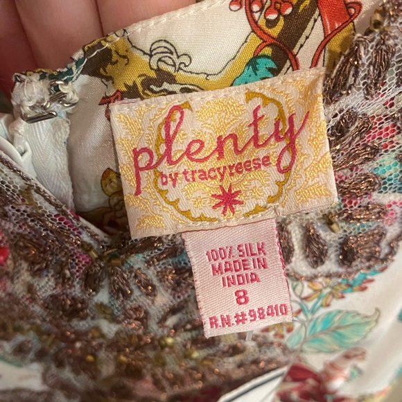 Plenty by Tracy Reese silk floral dress with lace bead in the front size 8 - Picture 5 of 16